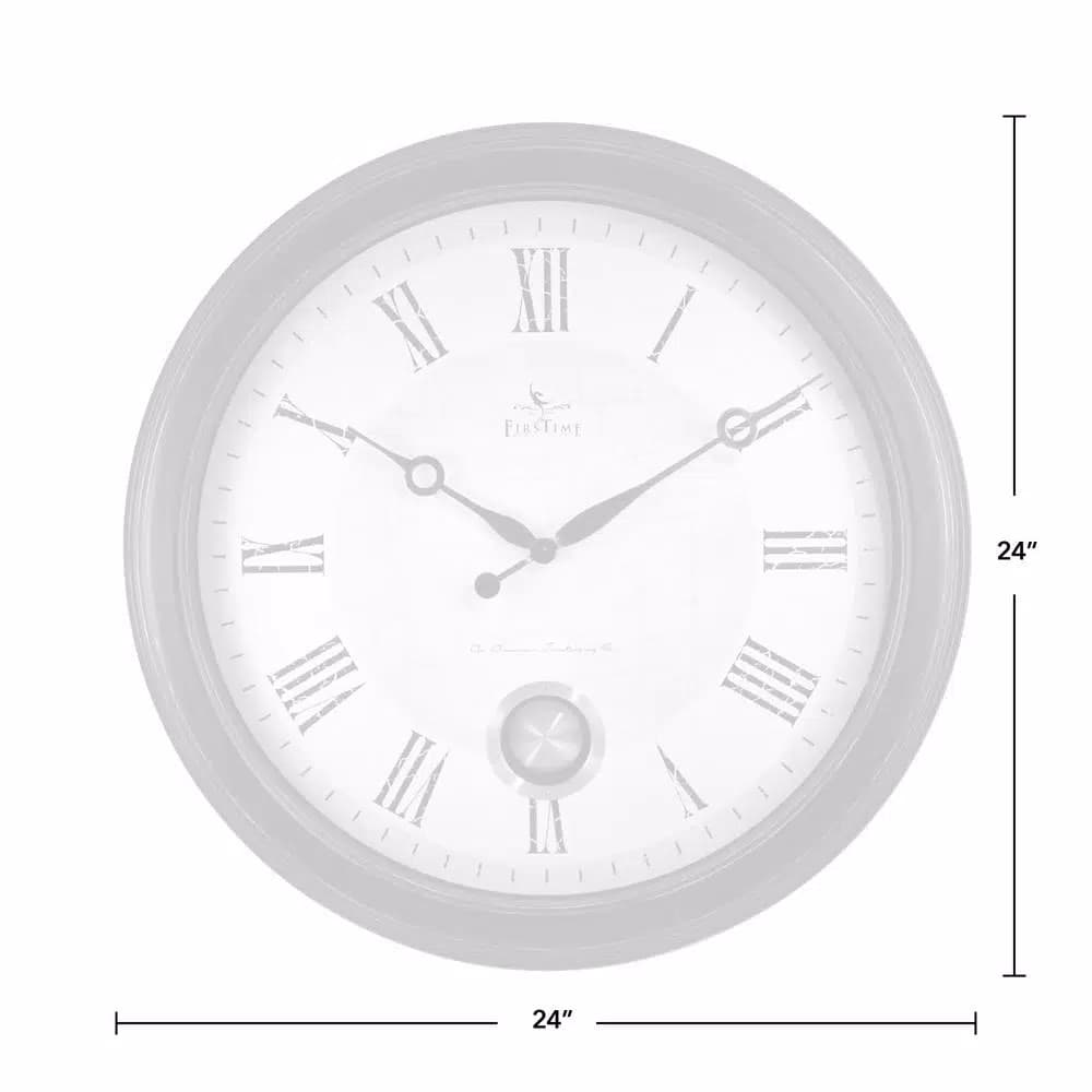 FirsTime Adair 24 in. Round Wall Clock with Pendulum - Oil Rubbed Bronze