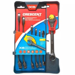 Crescent 7-Piece SAE Combination Wrench Set with Ratcheting Open End and X6 Box End thumbnail 2