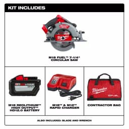 Milwaukee M18 FUEL 7-1/4 in. Brushless Cordless Circular Saw Kit with 12.0 Ah Battery & Charger thumbnail 2