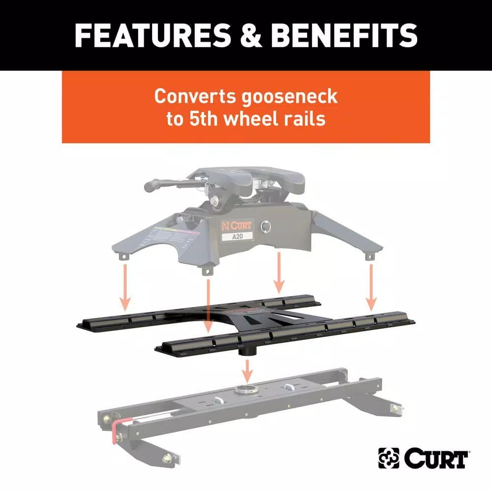CURT X5 Gooseneck-to-5th-Wheel Adapter Plate for Double Lock EZr