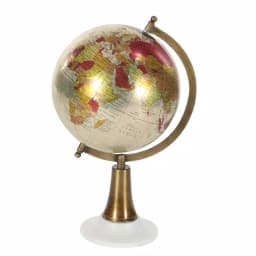 LITTON LANE Modern Reflections 15 in. Decorative Globe with Bronze Iron Axis and White Marble Base thumbnail 2