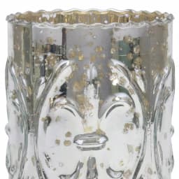 Stonebriar Collection 6.5 in. Antique Silver Mercury Glass Fleur De Lis Pillar Candle Holder thumbnail 4