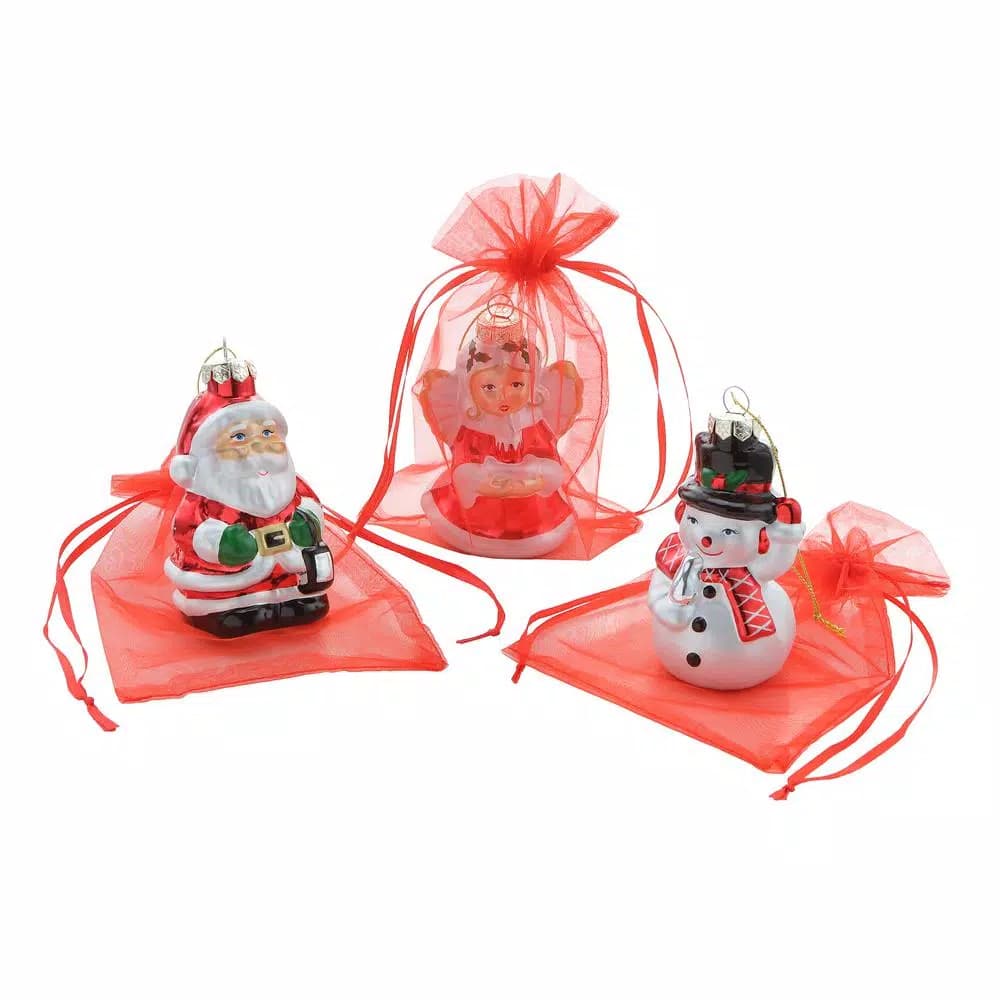 Mr. Christmas 30-Piece Vintage Glass Ornament Set with Storage Box and Gift Bags