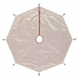 VHC Brands Soleil 48 in. Candy Apple Red & Bronze Jacquard Christmas Tree Skirt with Gold Tassels thumbnail 2