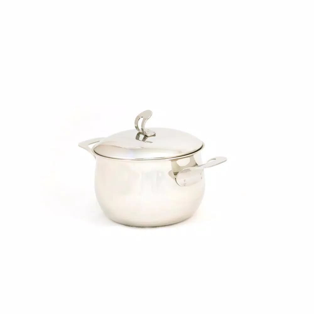 ExcelSteel Made in Italy 4 Qt Stainless Steel Stockpot Set with Sandwich Base, Induction Ready
