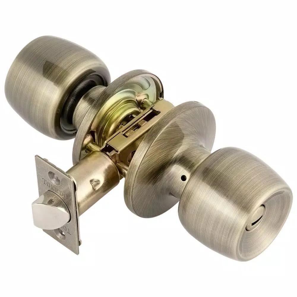 Toledo Fine Locks Malaga Keyed Entry Door Knob Lockset, Antique Brass