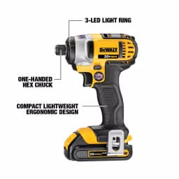 DEWALT 20V MAX Cordless 1/4 in. Impact Driver Kit with (2) 1.3Ah Batteries, Charger, Bag & 28-Piece Bit Set thumbnail 2