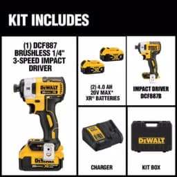 DEWALT 20V MAX Cordless 1/2 in. Impact Wrench and 1/4 in. Impact Driver Combo Kit with (2) 4.0Ah Batteries thumbnail 2