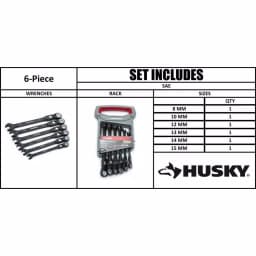 Husky 6-Piece Metric 100-Position Flex-Head Ratcheting Wrench Set thumbnail 7