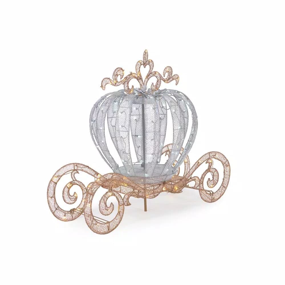 Home Accents Holiday 4 ft. LED Twinkling Carriage Yard Decoration - Silver Holiday Display