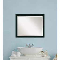 Amanti Art Nero 31.25 in. W x 25.25 in. H Rectangular Framed Bathroom Vanity Mirror, Satin Black thumbnail 1