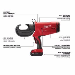 Milwaukee M18 FORCE LOGIC 750 MCM Cordless Crimper Kit with EXACT Copper U-Style Dies thumbnail 5