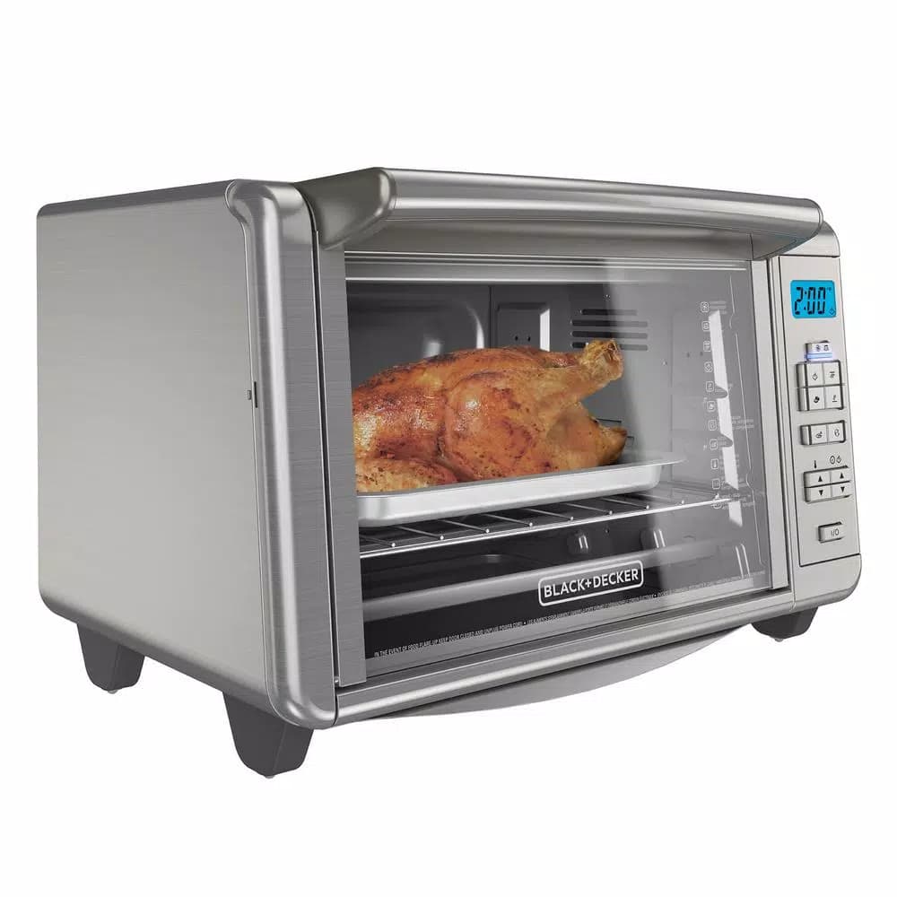 BLACK+DECKER 1500W 6-Slice Digital Convection Toaster Oven with Broiler Pan, Stainless Steel