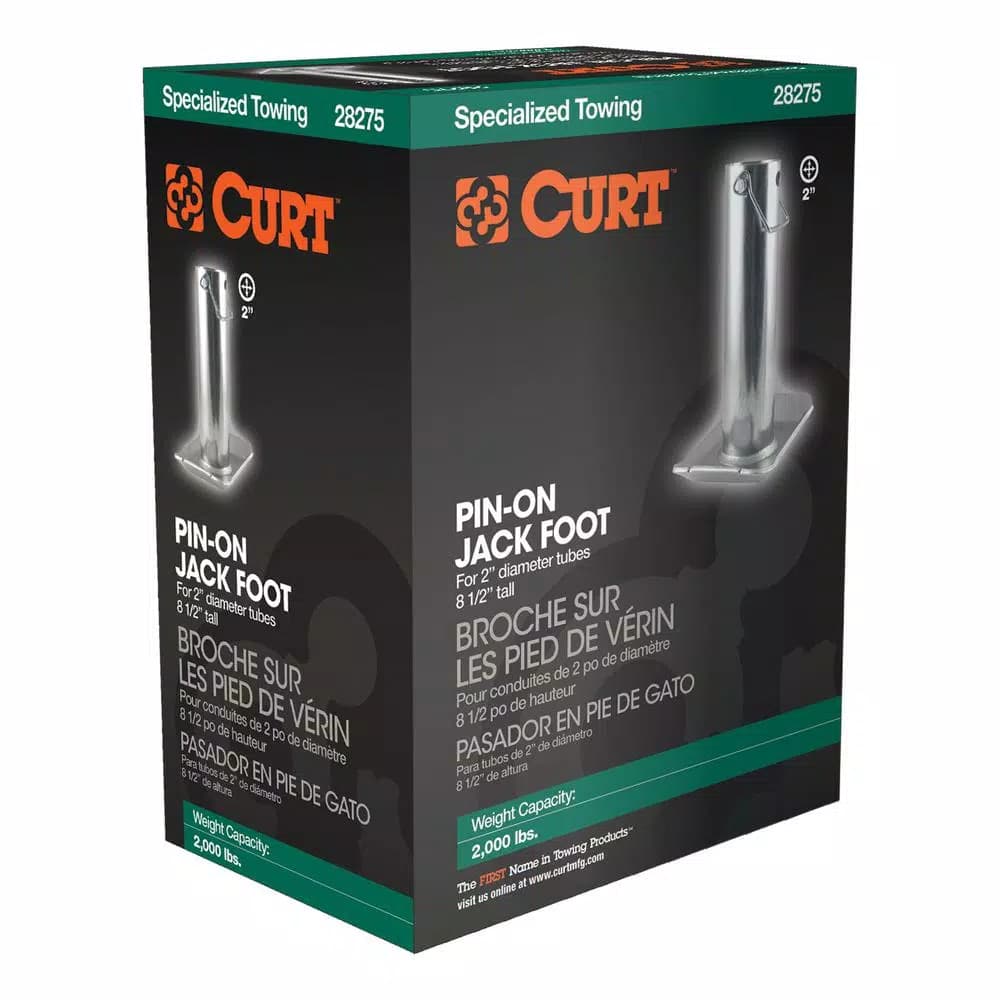 CURT Pin-On Jack Foot for 2" Tube, 2,000 lbs. Capacity, 8.5" Height