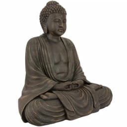 Oriental Furniture 29.5 in. Japanese Sitting Buddha Statue, Resin Stone Look Decorative Sculpture thumbnail 2