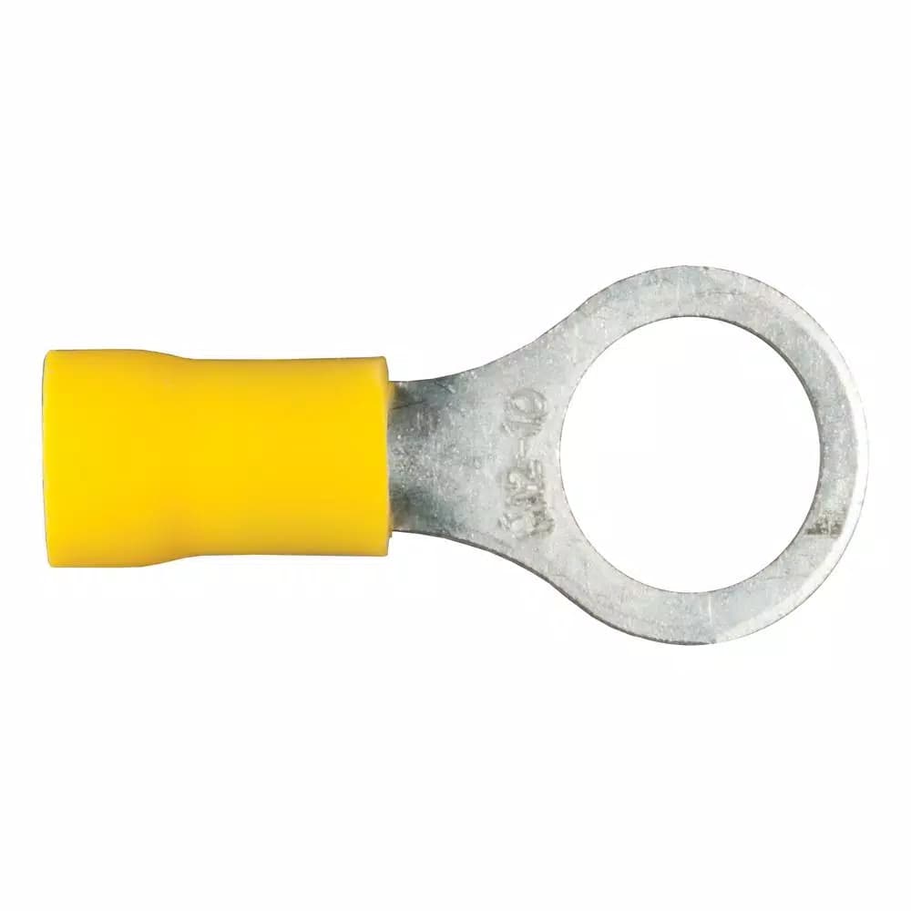 CURT Ring Terminals, 12-10 Gauge Wire, 3/8" Stud Size, Yellow, 100-Pack