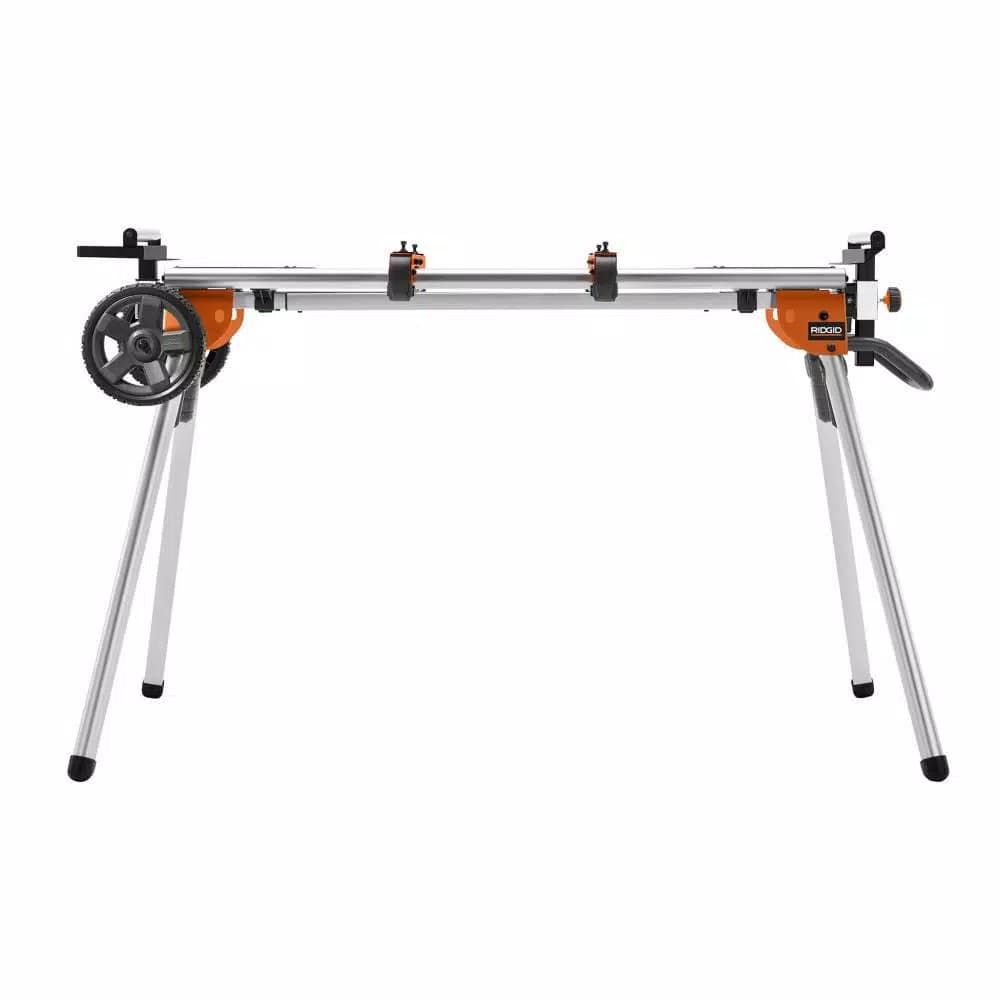 RIDGID 10 in. 15 Amp Dual Miter Saw with LED Cut Line and Professional Compact Miter Saw Stand Combo