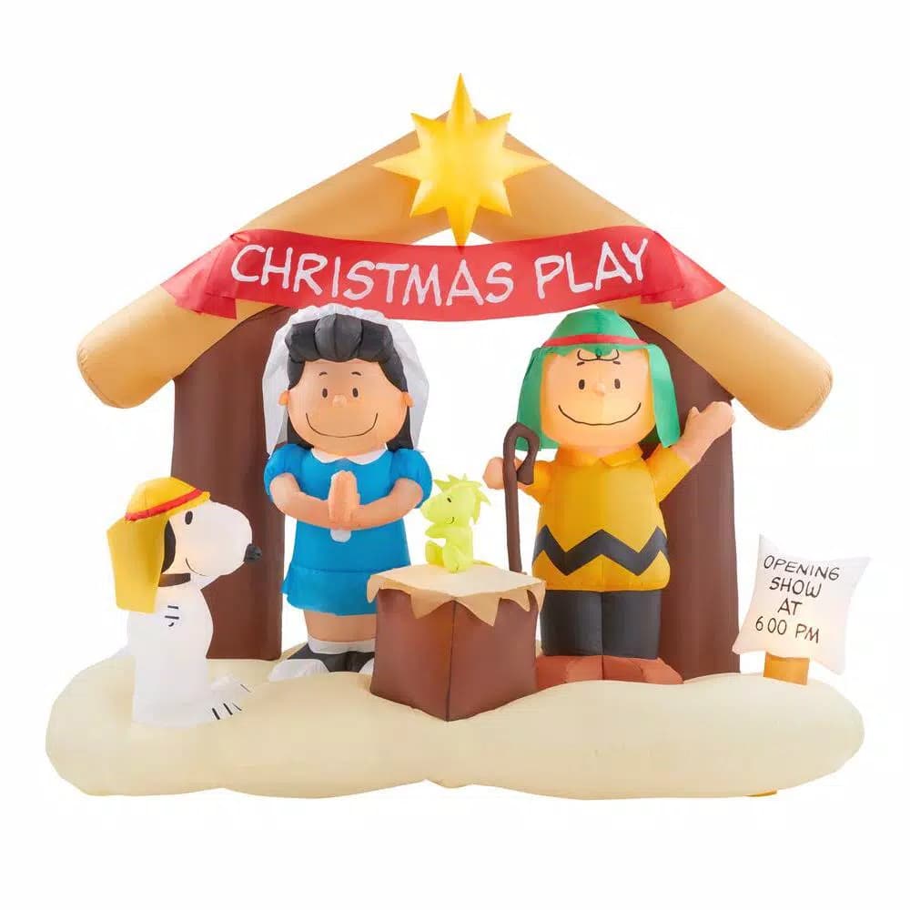 Peanuts 6 ft. Peanuts Nativity Scene Inflatable Christmas Yard Decoration with LED Lights