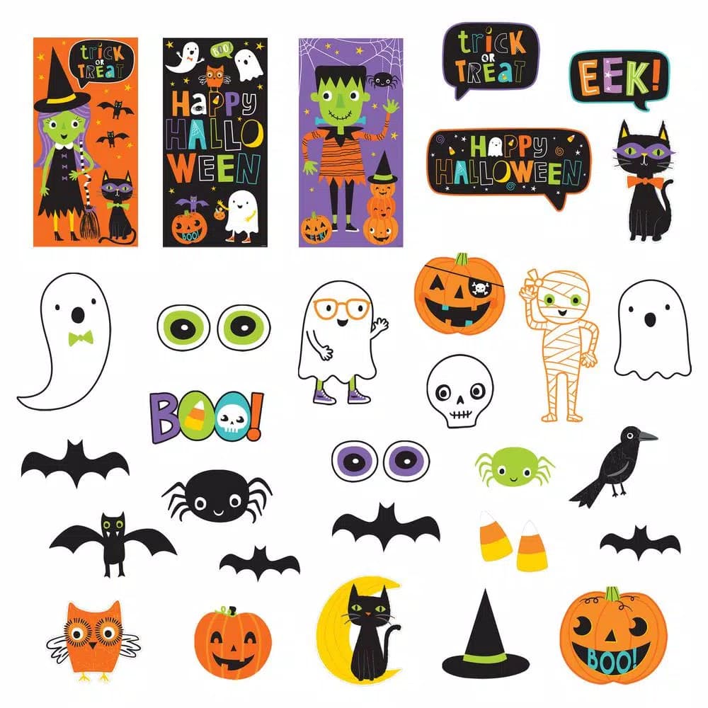 Amscan 65 in. Halloween Friends Mega Value Pack Scene Setters Wall Decorating Kit, 33-Piece Set