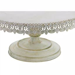 LITTON LANE 22 in. Round Iron Cake Stand with Floral Bunting Overhang, Whitewashed & Rust Brown thumbnail 2