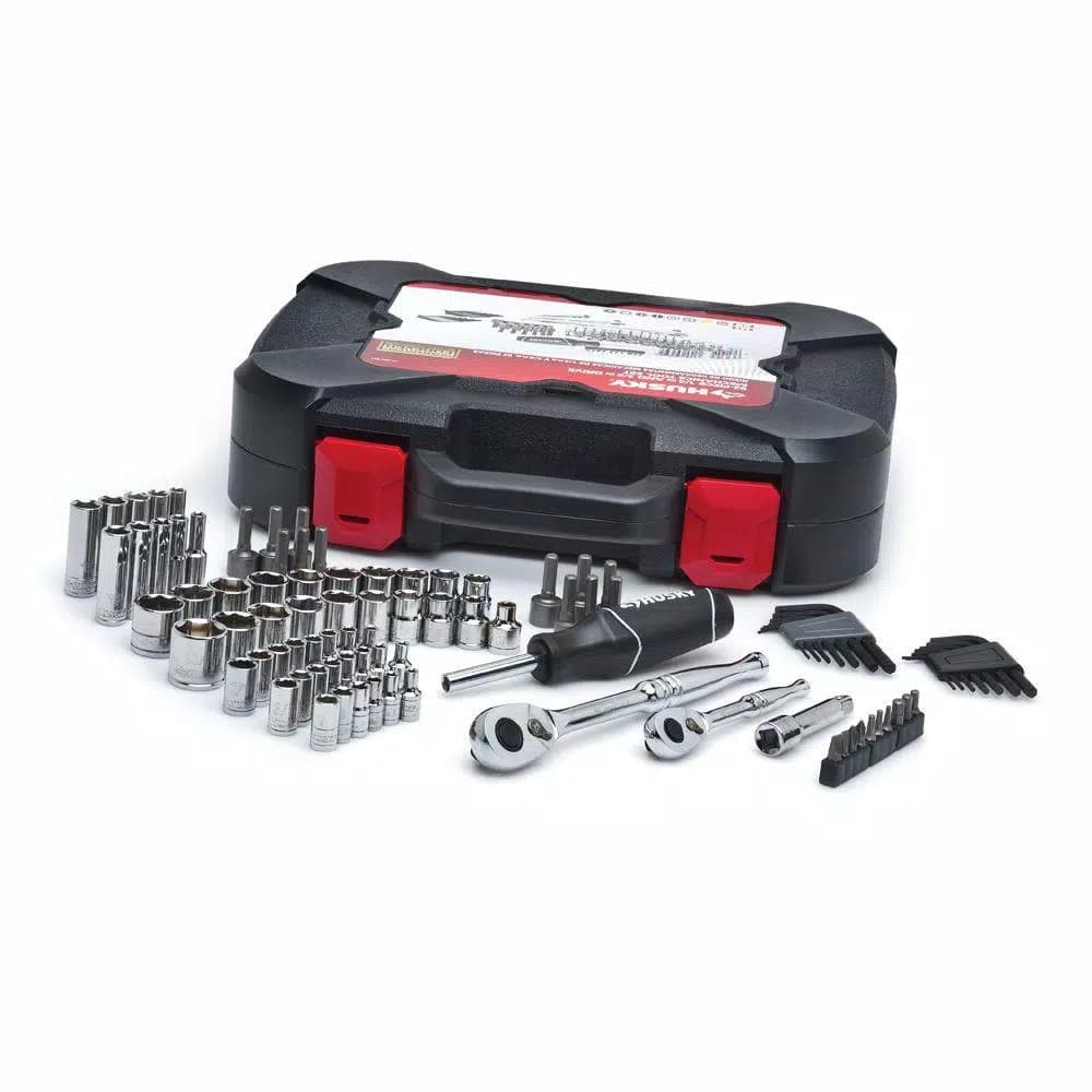 Husky 92-Piece Mechanics Tool Set with 1/4 in. and 3/8 in. Drive Ratchets and Sockets