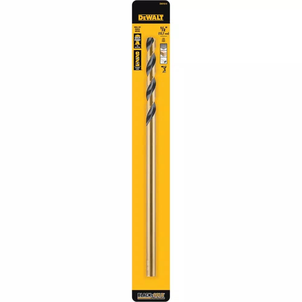 DEWALT 1/2 in. x 12 in. Black and Gold High Speed Steel Twist Drill Bit