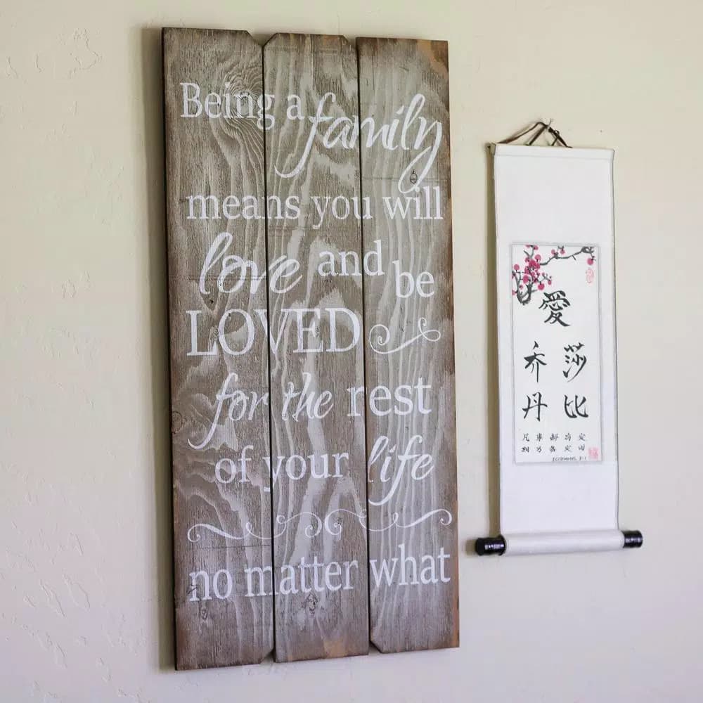 Unbranded Boulder Innovations 18 x 36 in. Being A Family Rustic Wooden Wall Art Sign