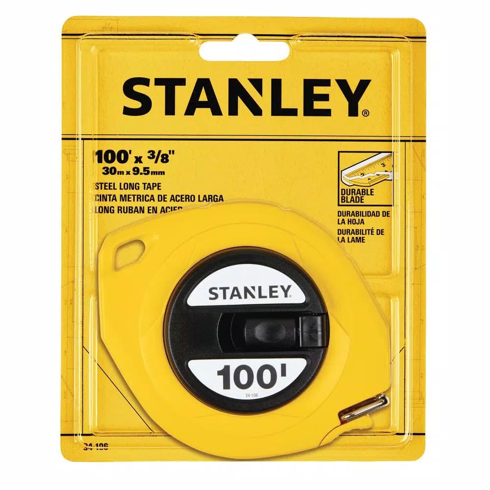 Stanley 100 ft. Tape Measure with Polymer Coated Steel Blade and ABS Case