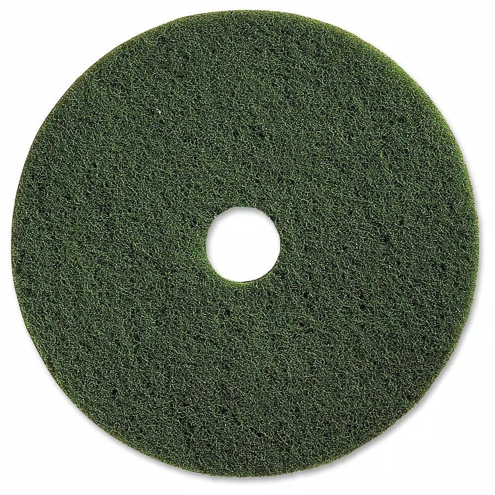 Genuine Joe 17 in. Green Heavy-Duty Scrubbing Floor Pad, 5 per Carton