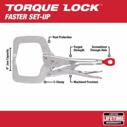 Milwaukee 11 in. Torque Lock Locking C-Clamp with Regular Jaws thumbnail 2