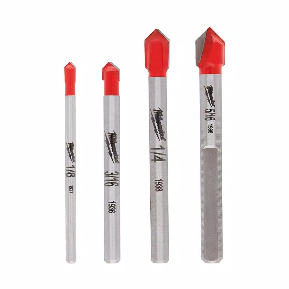 Milwaukee 4-Piece Carbide Glass and Tile Drill Bit Set