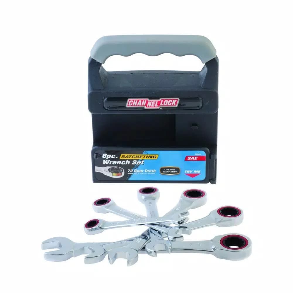 Channellock SAE Ratcheting Wrench Set, 6-Piece High Carbon Steel Hand Tool Set