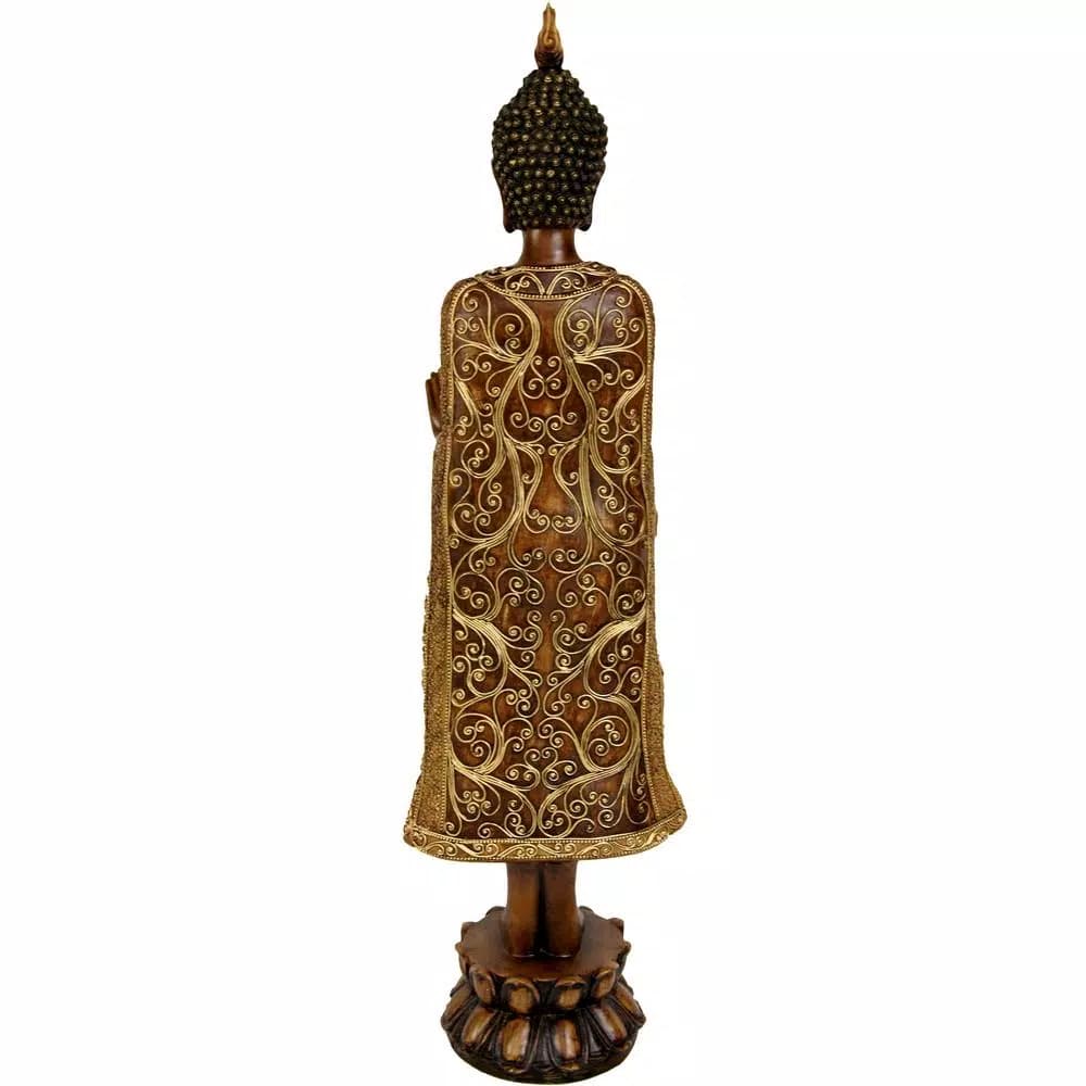 Oriental Furniture 20 in. Gold Thai Buddha Statue - Resin Decorative Sculpture