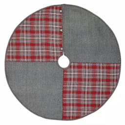 VHC Brands 48 in. Anderson Cherry Red Rustic Patchwork Christmas Tree Skirt thumbnail 1