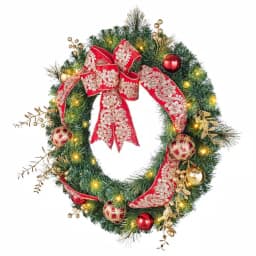 Home Accents Holiday Home Holiday Accents 30 in. Royal Easton Pre-Lit Artificial Pine Wreath with Warm White LED Lights thumbnail 3