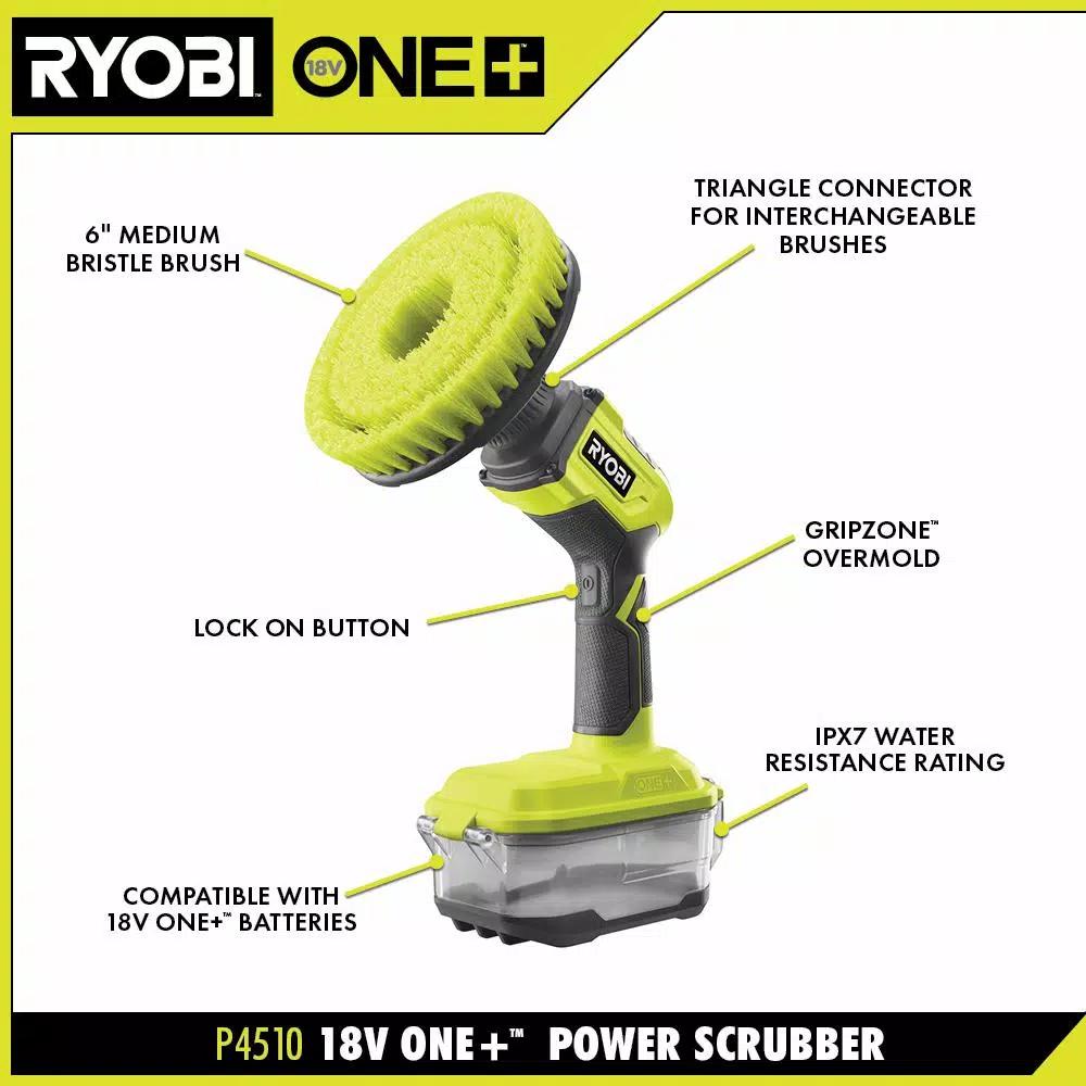 RYOBI 18V ONE+ Cordless Power Scrubber, IPX7 Water Resistant (Tool Only)
