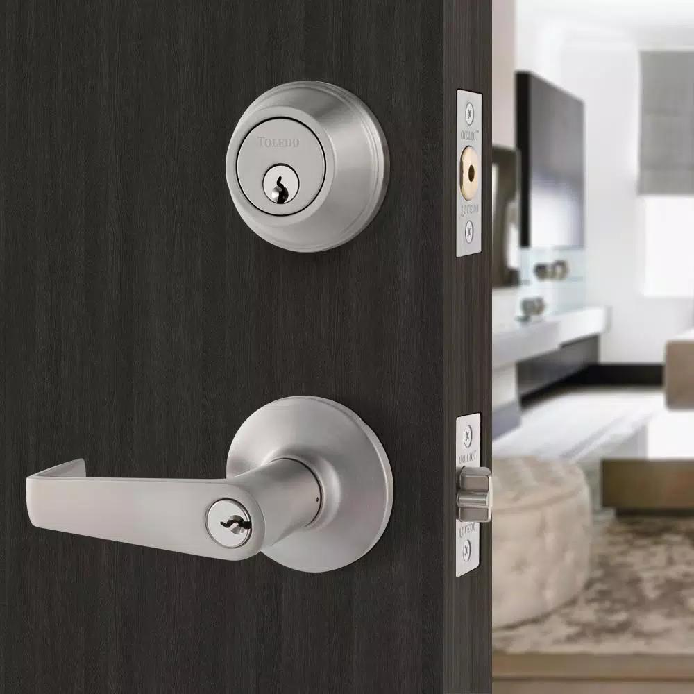 Toledo Fine Locks Double Cylinder Keyed Entry Combination Set, Satin Nickel