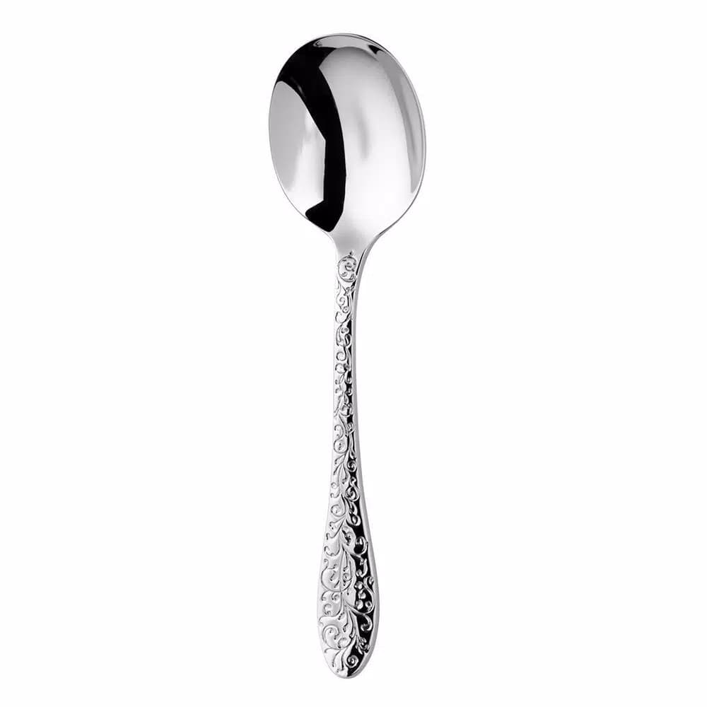 Oneida Ivy Flourish 18/10 Stainless Steel Bouillon Spoons, Paisley Ornate Design, Set of 12