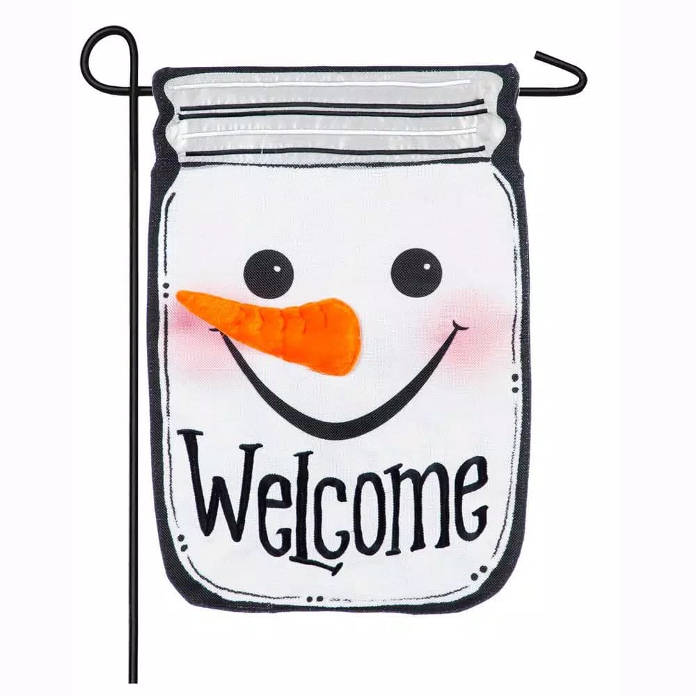 Evergreen Snowman Mason Jar Christmas Garden Flag, 12.5 x 18 in. Double-Sided Indoor/Outdoor Decor