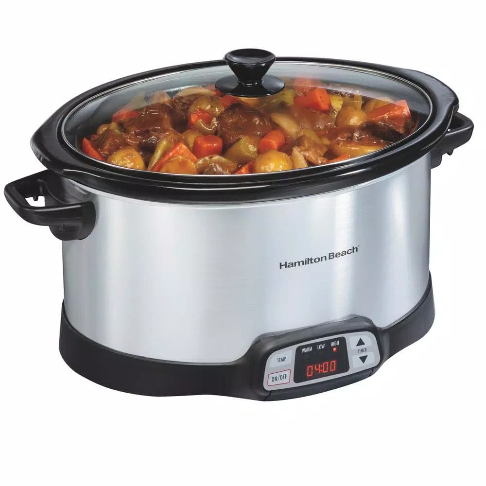 Hamilton Beach 8 Qt. Programmable Stainless Steel Slow Cooker with Timer and Temperature Settings