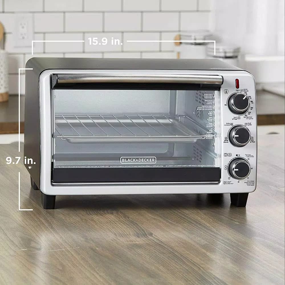 BLACK+DECKER 6-Slice Convection Toaster Oven with Bake, Broil, and Toast Functions - Black