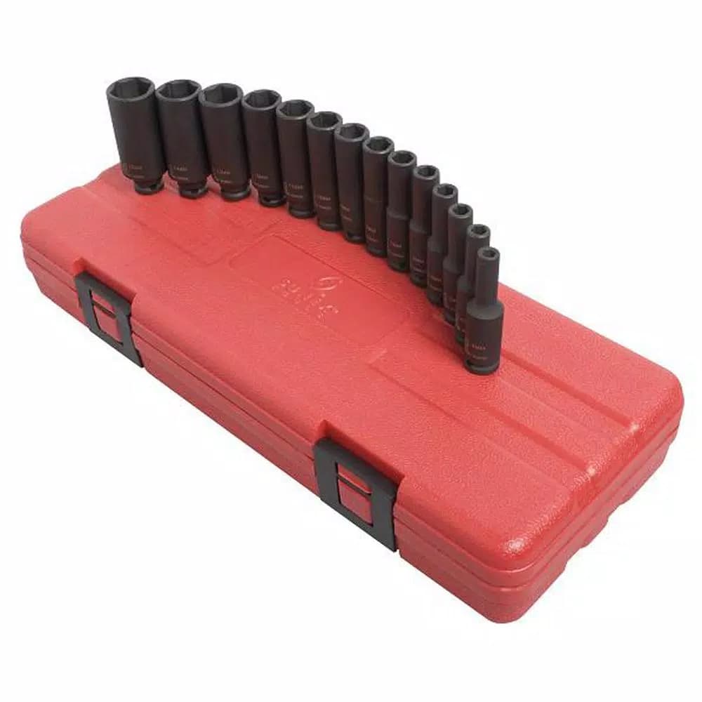 SUNEX TOOLS Sunex 1831 1/4 in. Drive Deep Metric Magnetic Impact Socket Set, 14-Piece