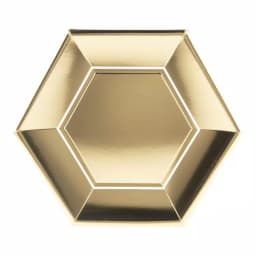 Sugar Plum Party SugarPlum Collection Gold Hexagon Metallic Paper Dinner Plates, 10.25 inch (Set of 16) thumbnail 1