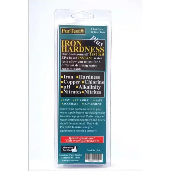 PurTest Iron Hardness Plus Water Test Kit - 8 Contaminants, 2 Uses
