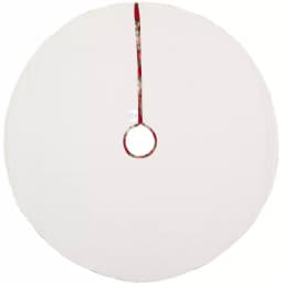 VHC Brands 48 in. Holiday Cherry Red Plaid Cotton Christmas Tree Skirt with Gold Embroidery thumbnail 2