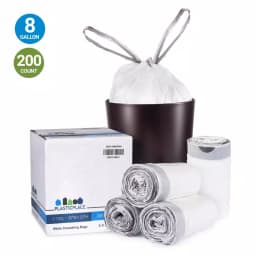 Plasticplace White Low Density Drawstring Trash Bags, 20 in. x 22 in., 8 Gal., 0.7 mil, 200 Count Case thumbnail 2