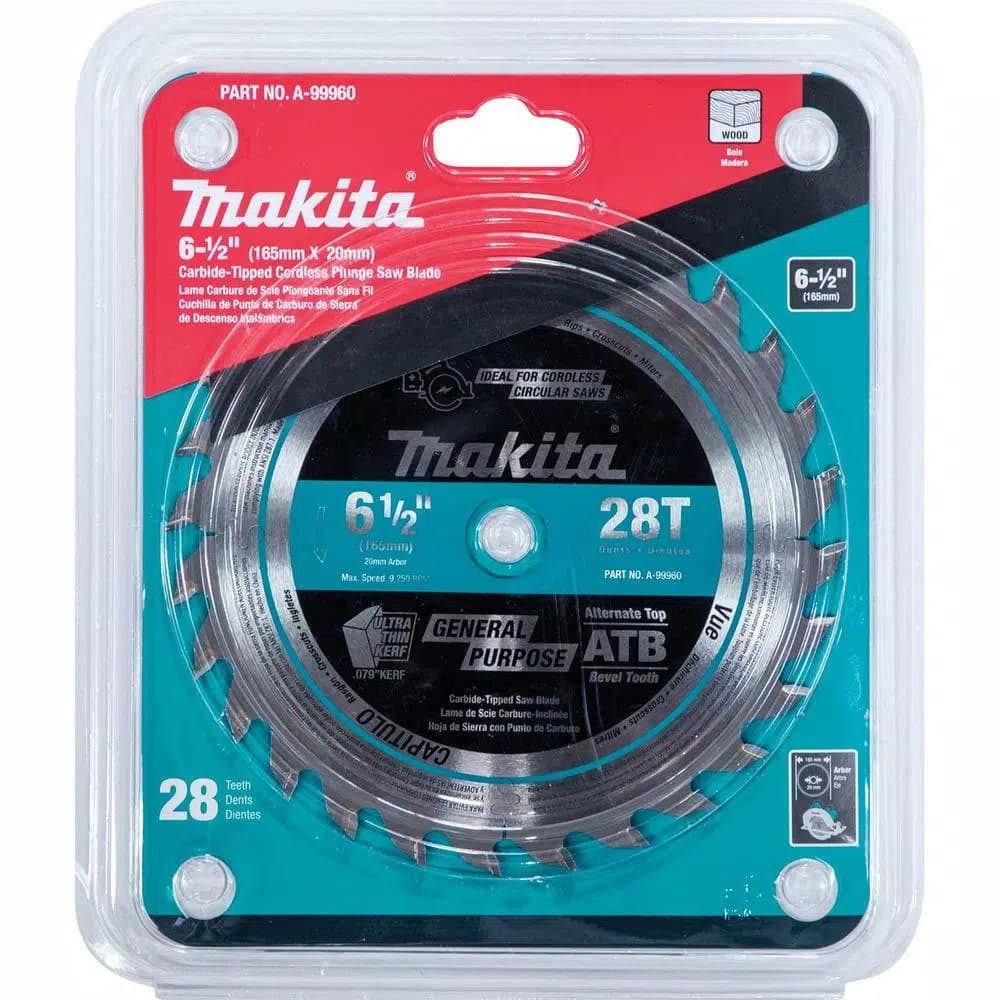 Makita 6-1/2 in. 28T Carbide-Tipped Wood Plunge Saw Blade