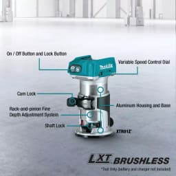 Makita 18V X2 LXT Brushless 10 in. Dual-Bevel Sliding Compound Miter Saw Kit with Bonus Router thumbnail 3