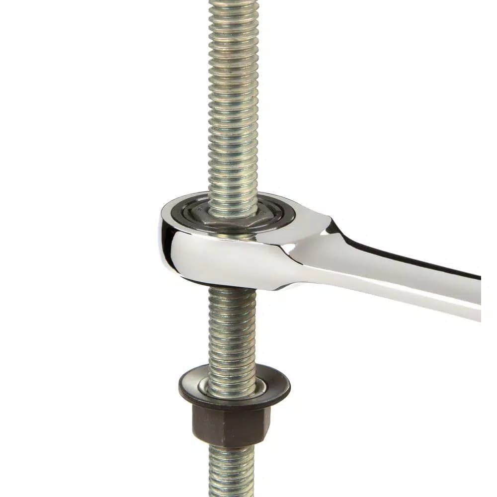 TEKTON 1/2 in. Stubby Ratcheting Combination Wrench, 6-Point Box End