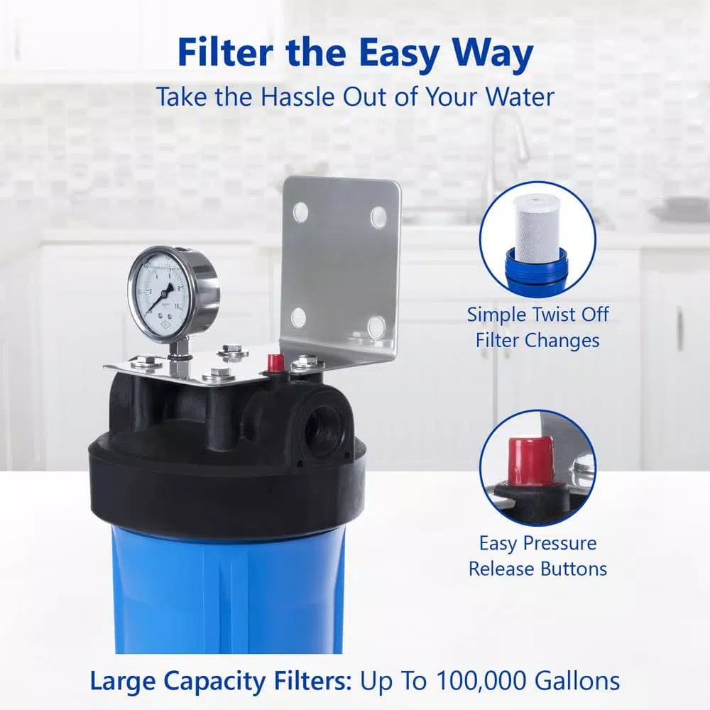 Express Water 1-Stage Whole House Sediment Water Filtration System with Pressure Gauge